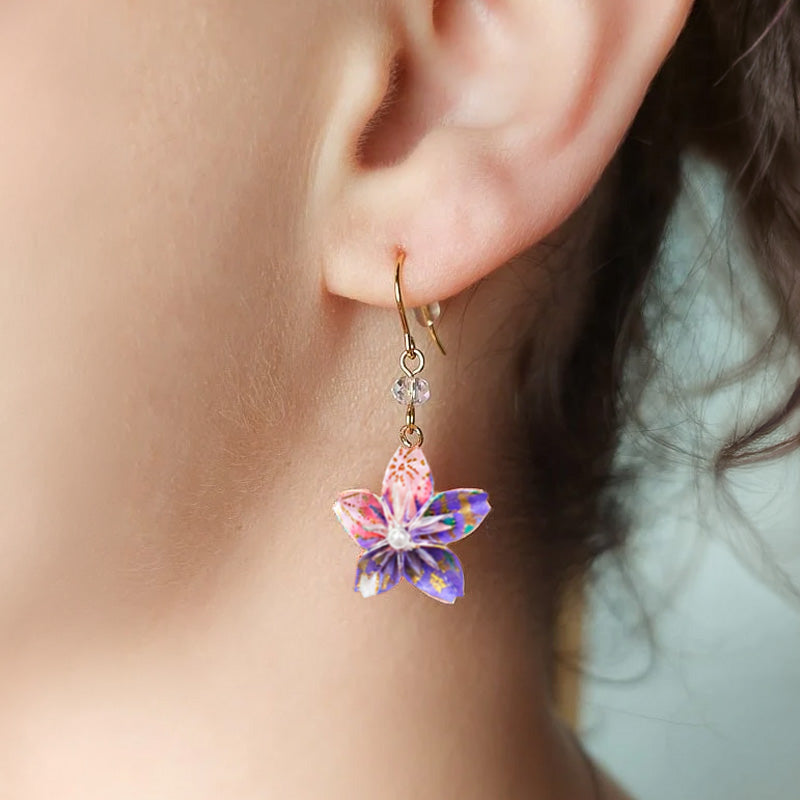 Origami Earrings - Purple
