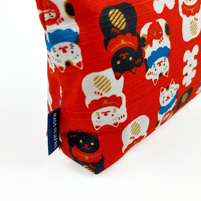 Maneki Neko Japanese Pouch Red