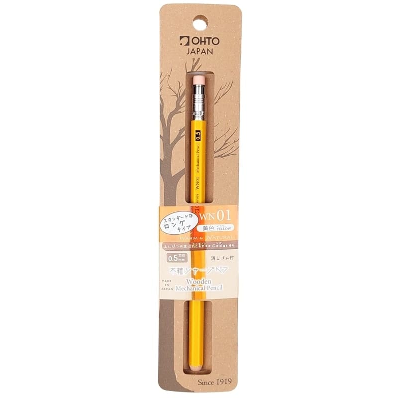 OHTO Wooden Mechanical Pencil 0.5 mm Yellow