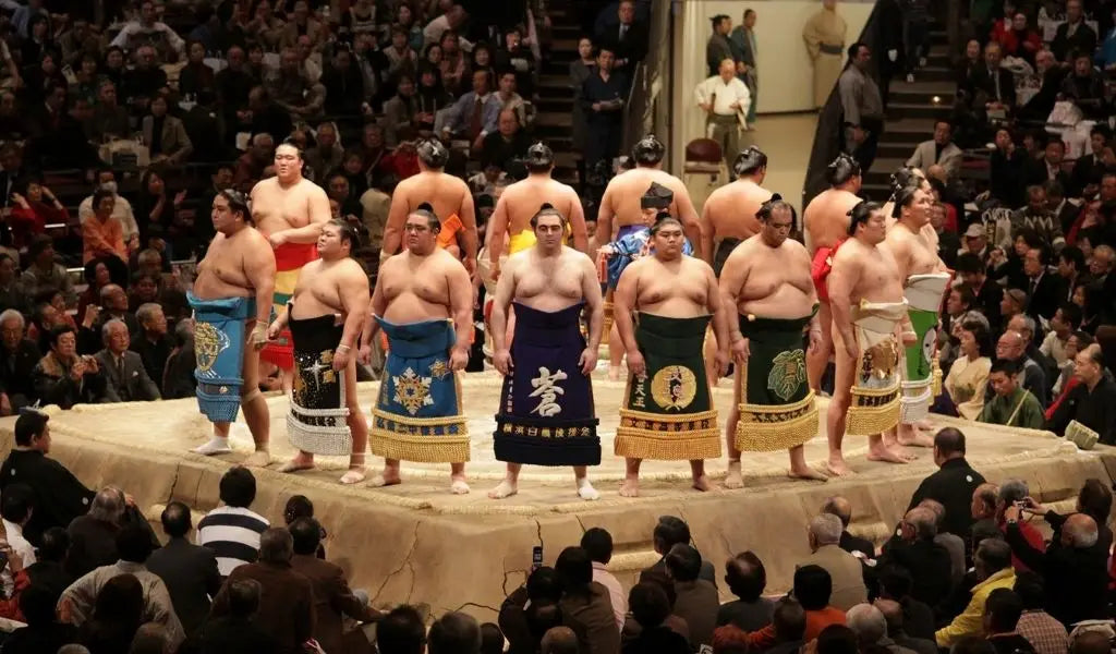 Rikishi or sumo wrestlers before the fight