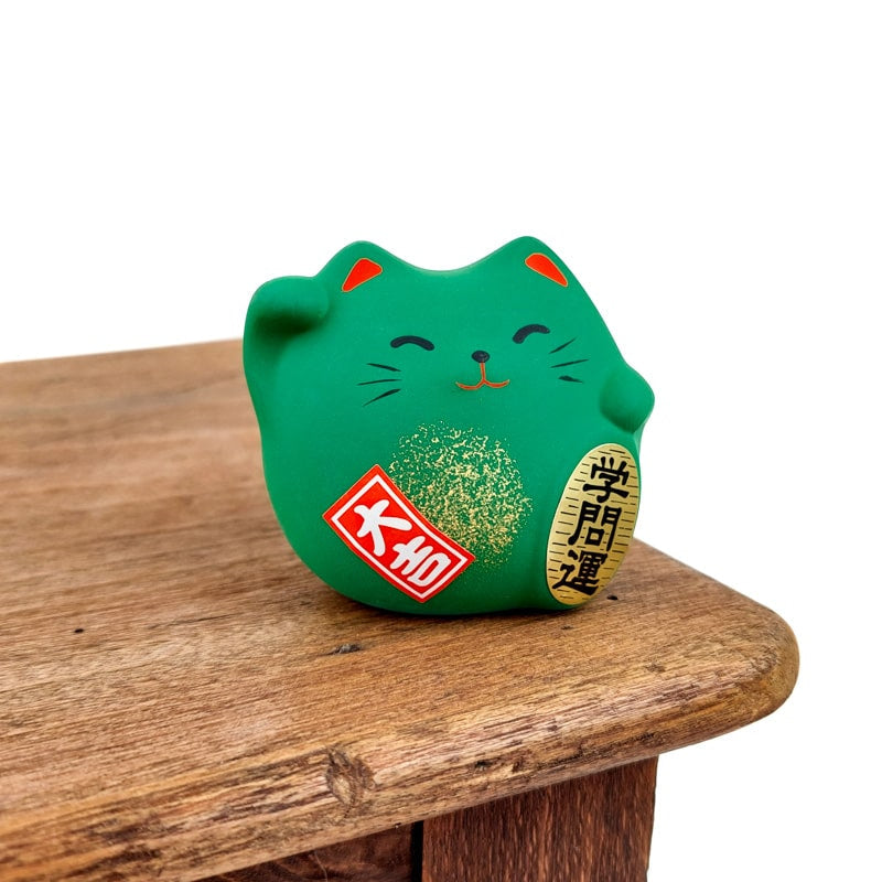Round Maneki Neko - Green