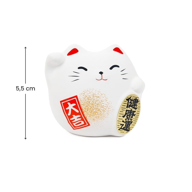 Round Maneki Neko - White