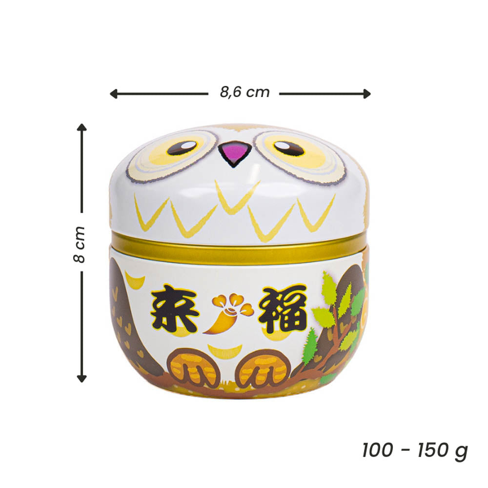 Round Metal Tea Caddy - Fukurou Owl