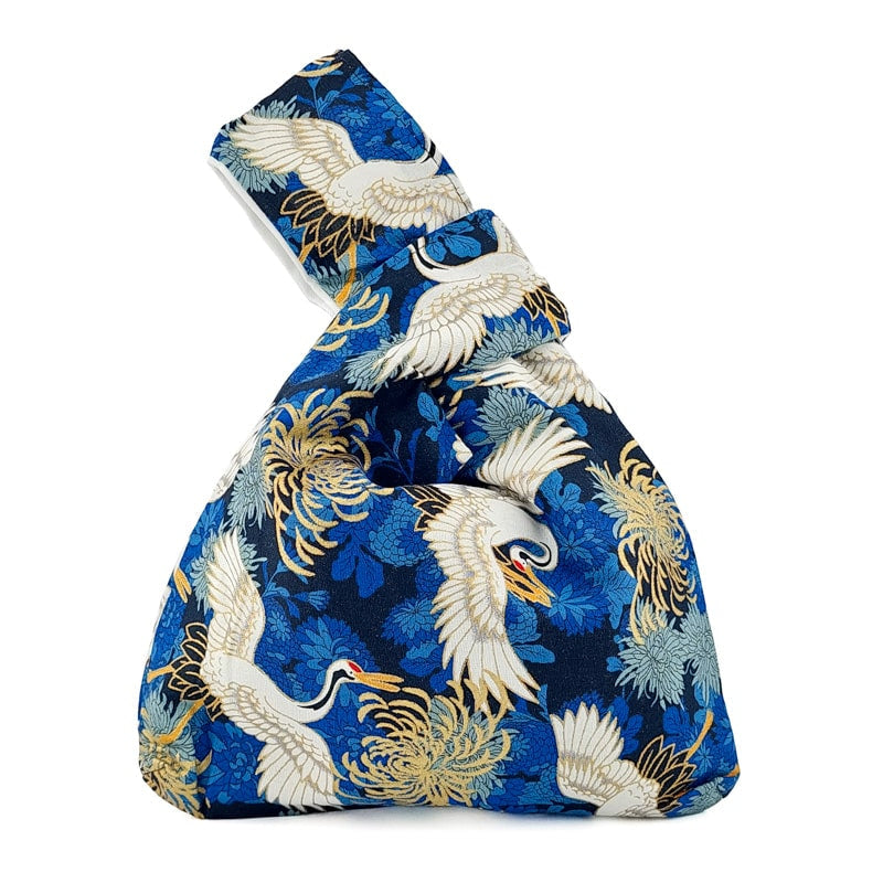 Blue Crane Print Japanese Bag