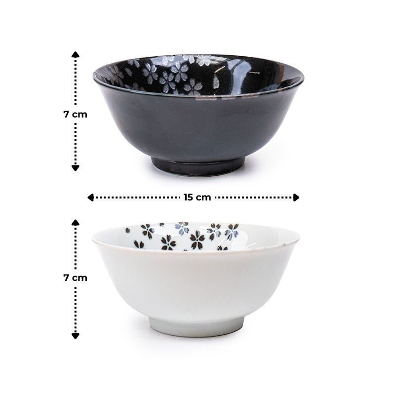 Set of 2 Japanese Bowls - Black & White