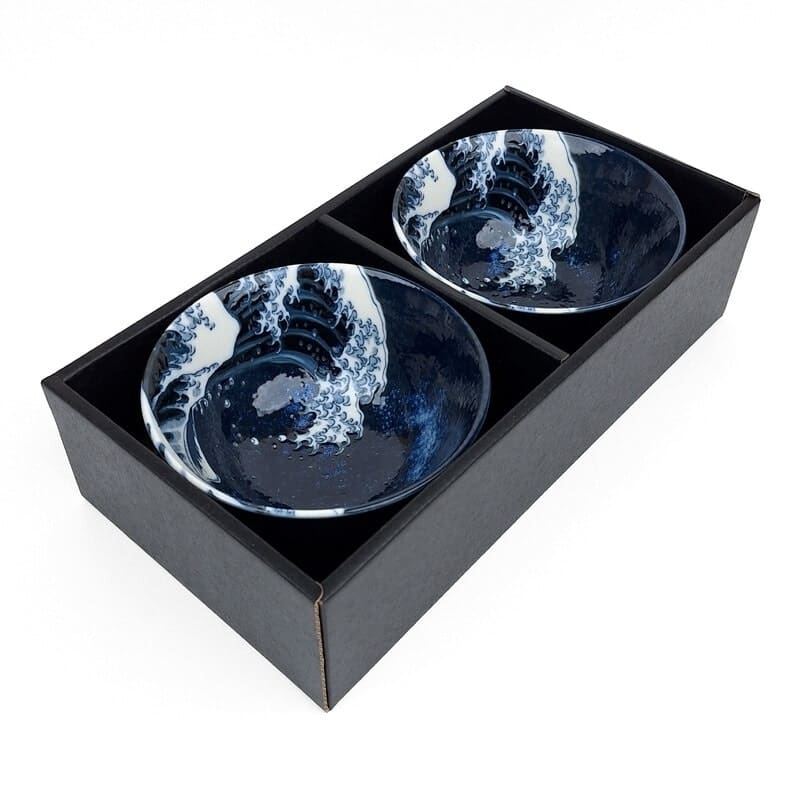 Set of 2 Small Japanese Bowls – Kanagawa Wave