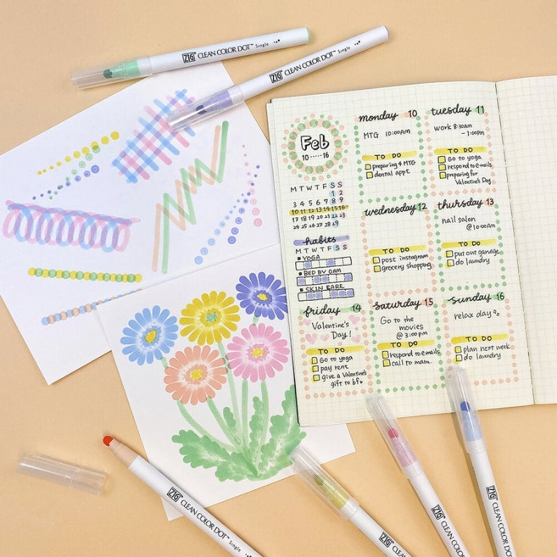 Set of 6 Dot Mild Highlighters