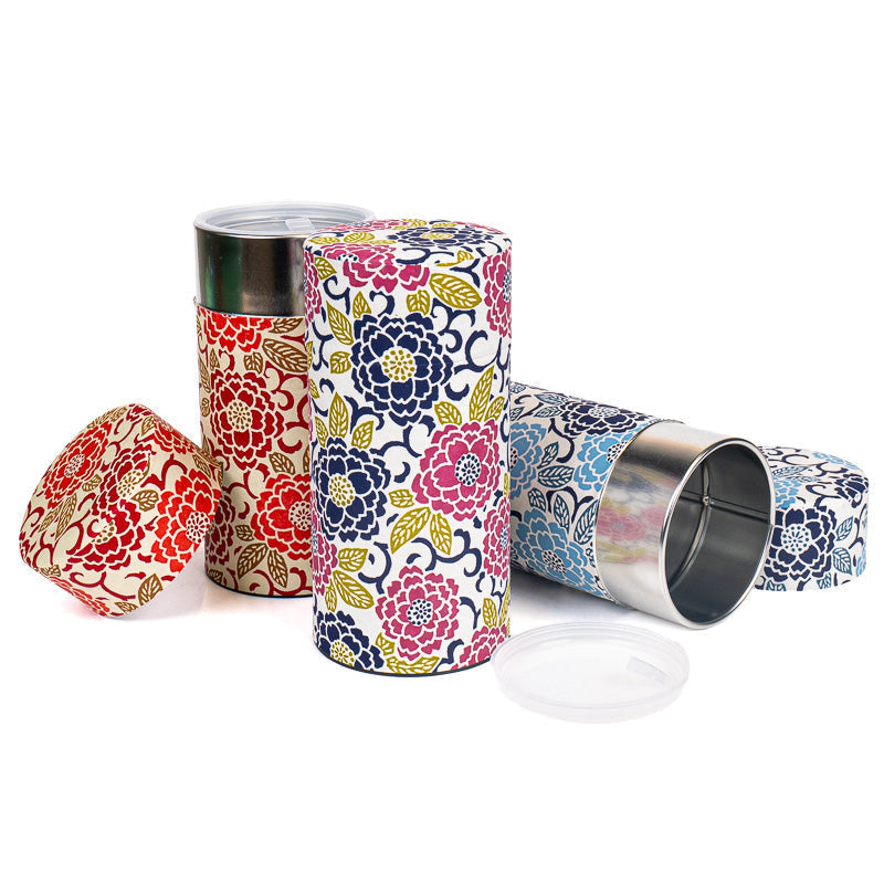 Set of Three Floral Washi Tea Caddies
