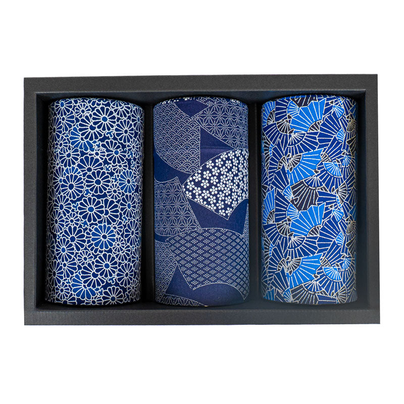 Set of Three Japanese Tea Caddies - Indigo