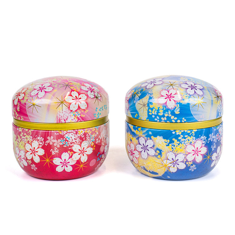 Set of Two Floral Metal Tea Caddies