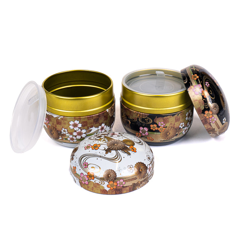 Set of Two Metal Tea Caddies - Black & White