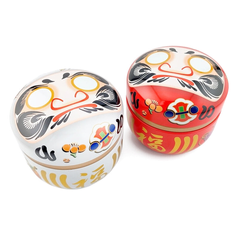 Set of Two Metal Tea Caddies - Daruma