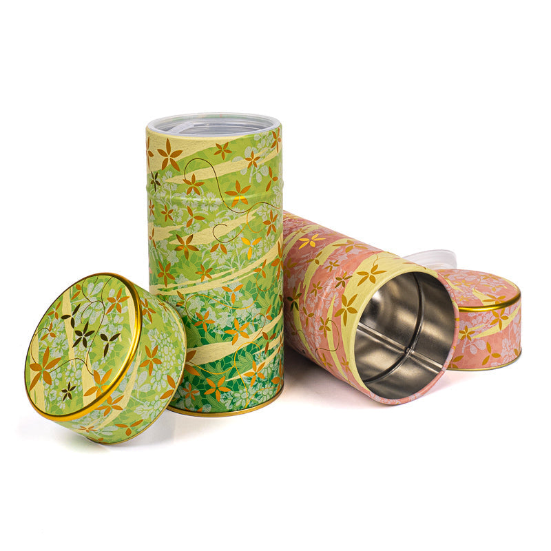 Set of Two Metal Tea Caddies - Floral Print