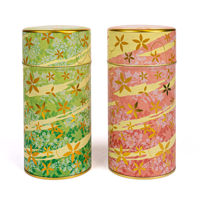 Set of Two Metal Tea Caddies - Floral Print