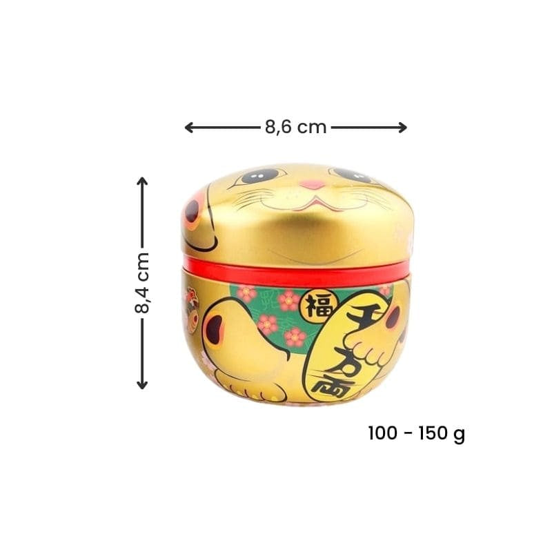 Set of Two Metal Tea Caddies - Maneki Neko