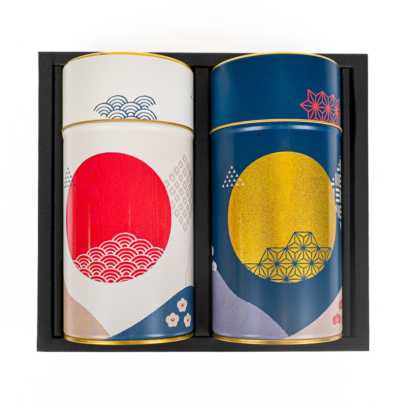 Set of Two Metal Tea Caddies - Sun & Moon