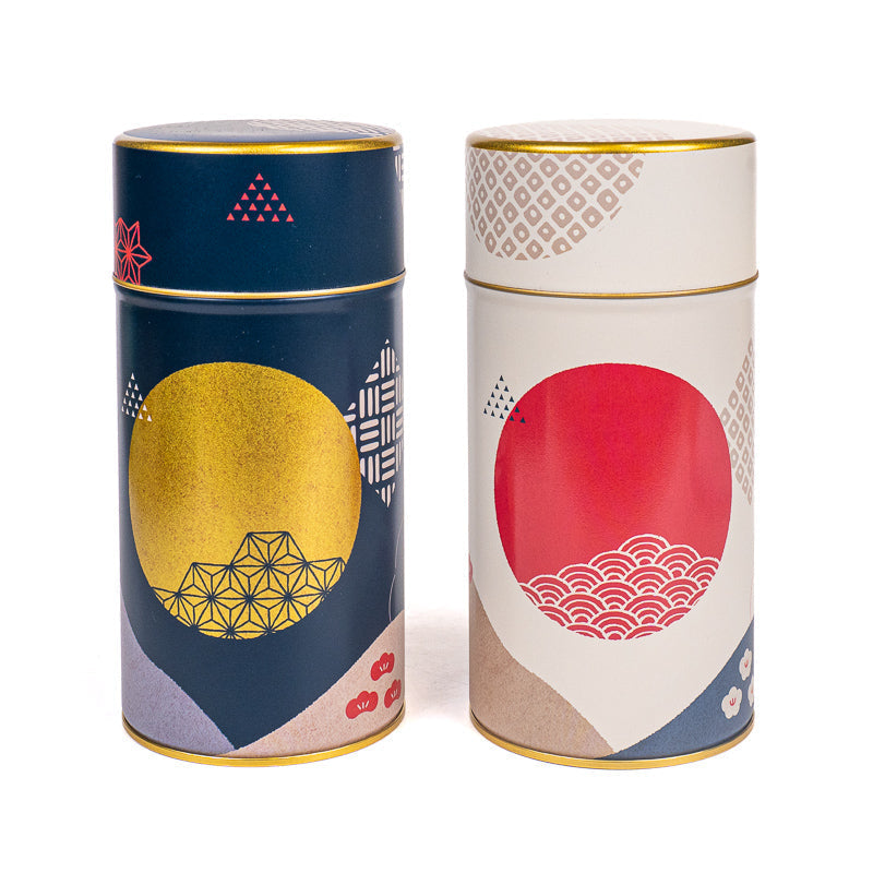 Set of Two Metal Tea Caddies - Sun & Moon