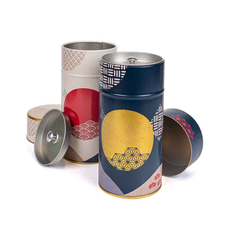 Set of Two Metal Tea Caddies - Sun & Moon