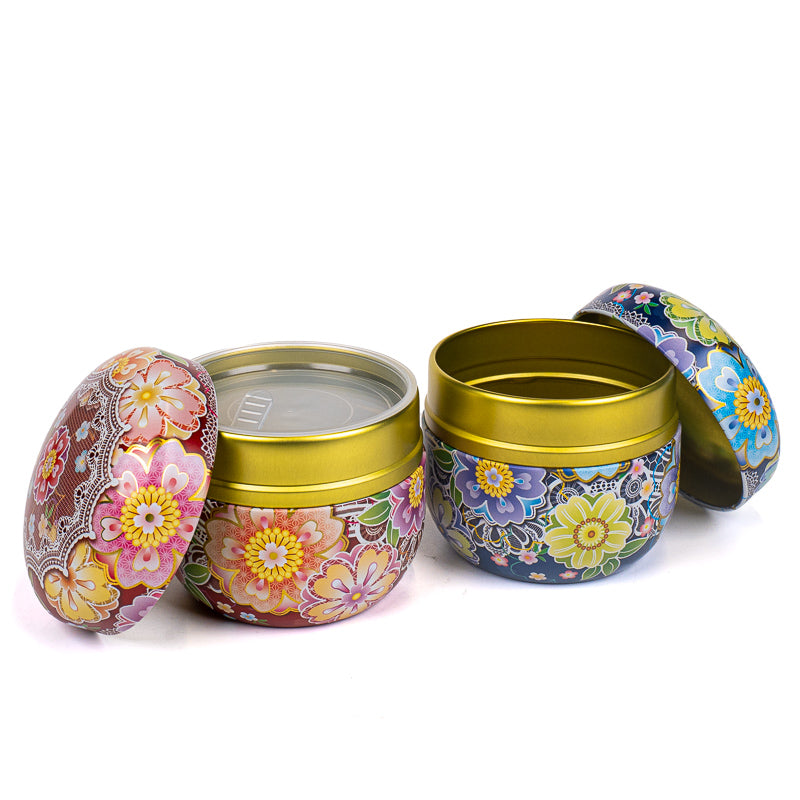 Set of Two Tea Caddies - Japanese Flowers