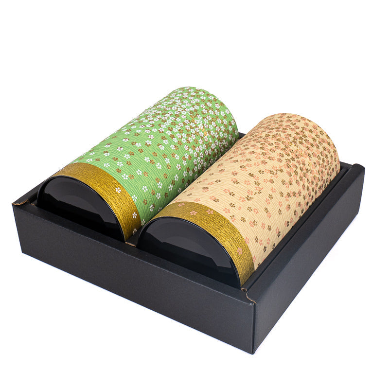 Set of Two Washi Paper Tea Caddies - Hanazono