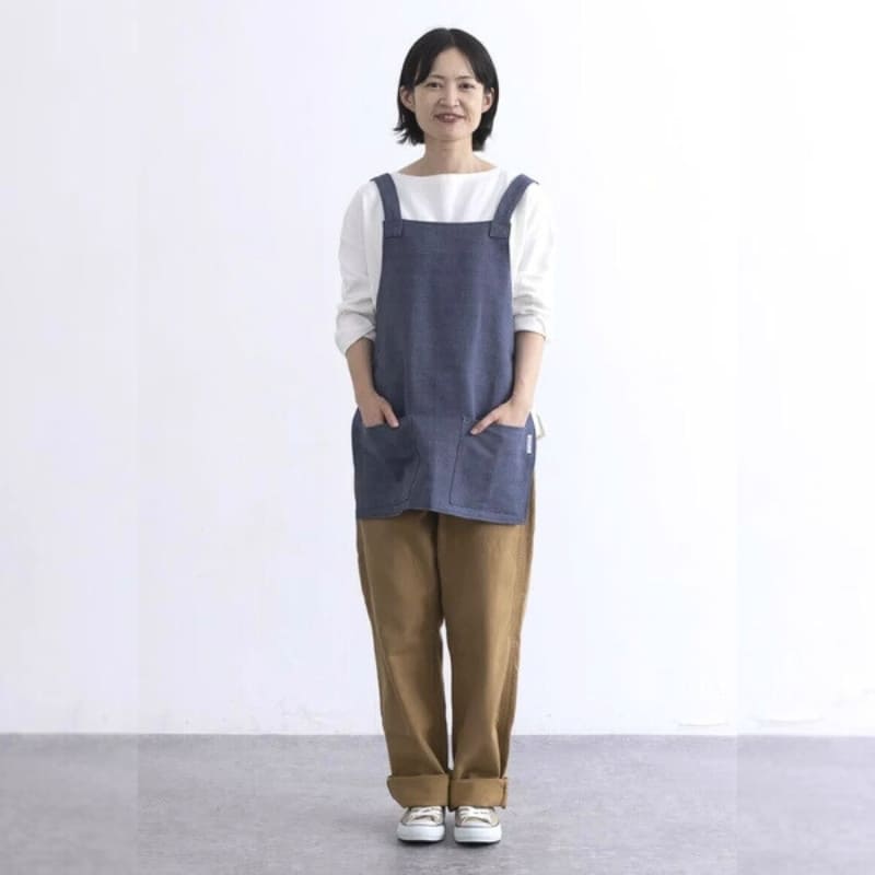 Short Japanese Apron - Unisex Blue