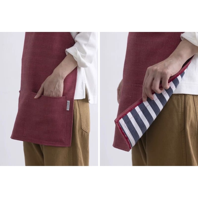 Short Japanese Apron - Unisex Red