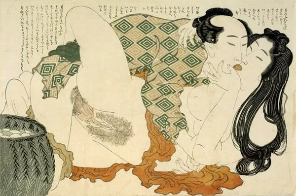 shunga print by Hokusai