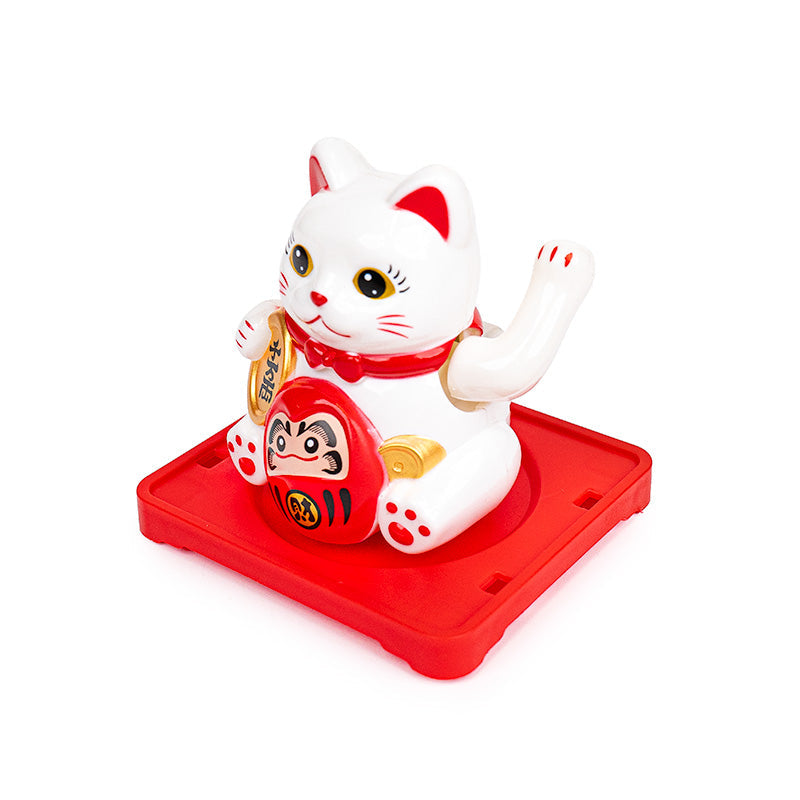 Solar Articulated Maneki Neko Cat - Daruma