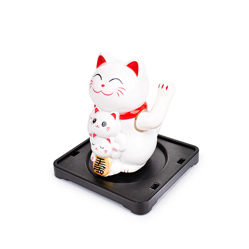 Solar Articulated Maneki Neko Cat - Family