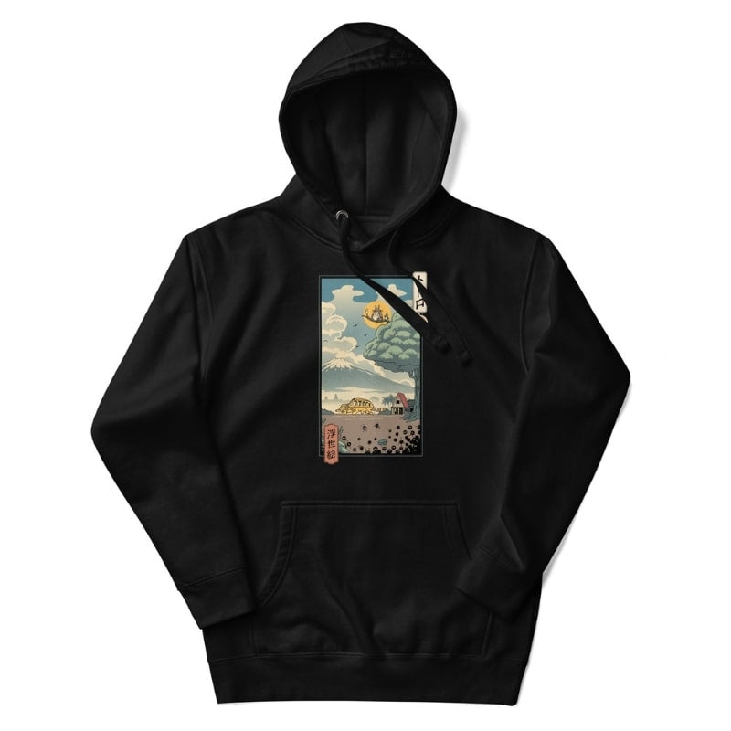 Japanese Ukiyo-e Forest Guardians Sweatshirt - S / Black