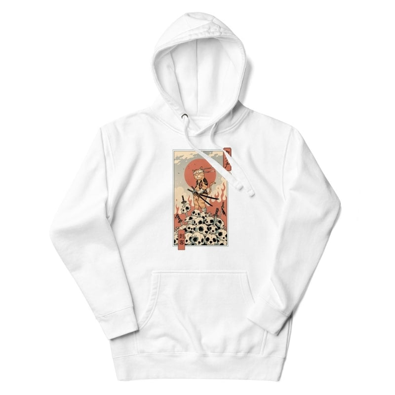 Japanese Ukiyo-e Neko Assassin Sweatshirt - S / White