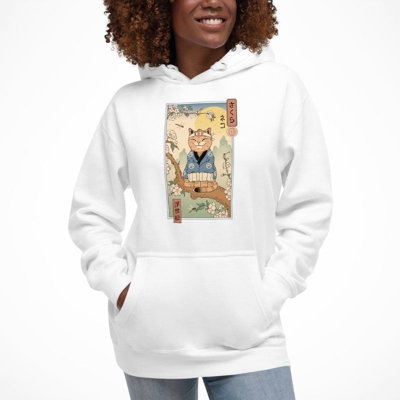 Japanese sweatshirt Ukiyo-e Neko Sakura