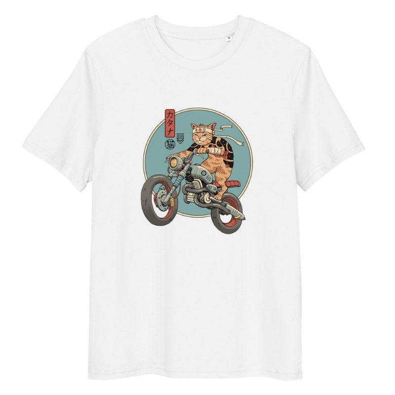 Neko Rider Japanese T-shirt - S / White