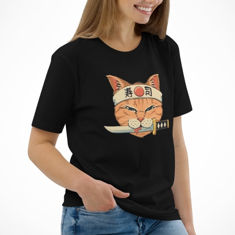 Japanese T-shirt Neko Sushi Katana