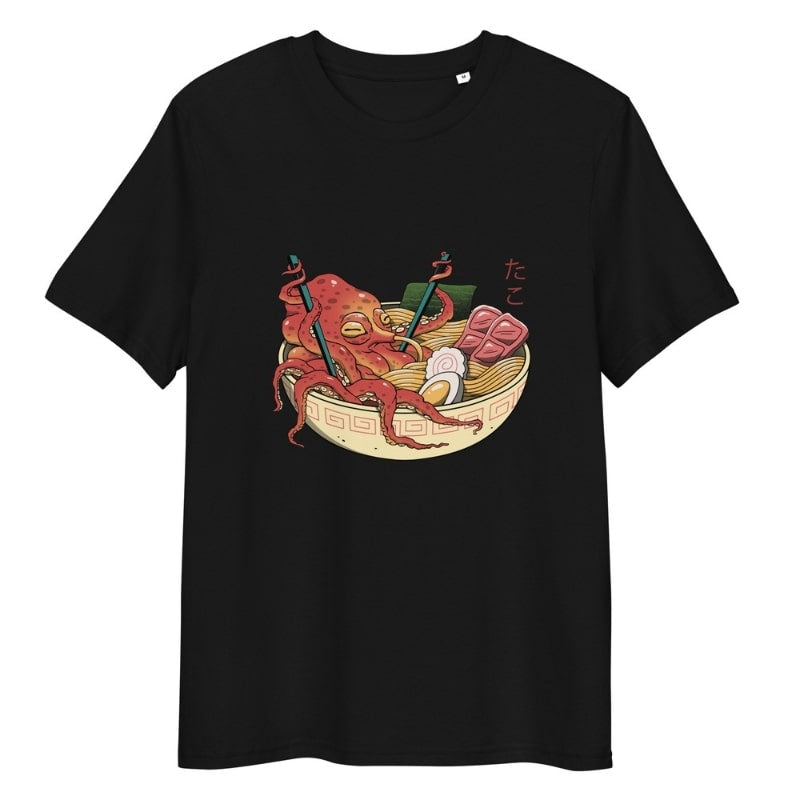 Octopus Ramen Japanese T-shirt - S / Black