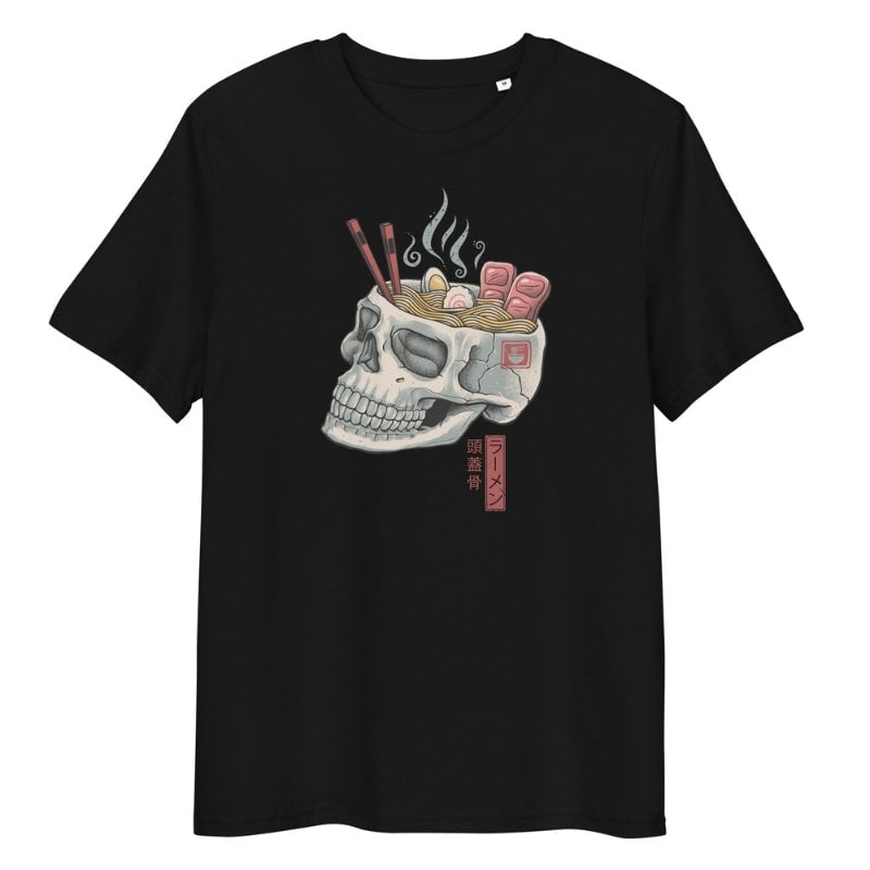 Skull Ramen Japanese T-shirt - S / Black