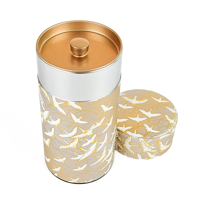 Washi Tea Canister - Golden Crane