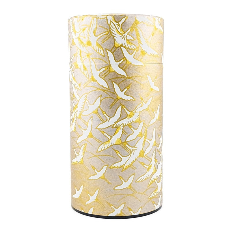 Washi Tea Canister - Golden Crane