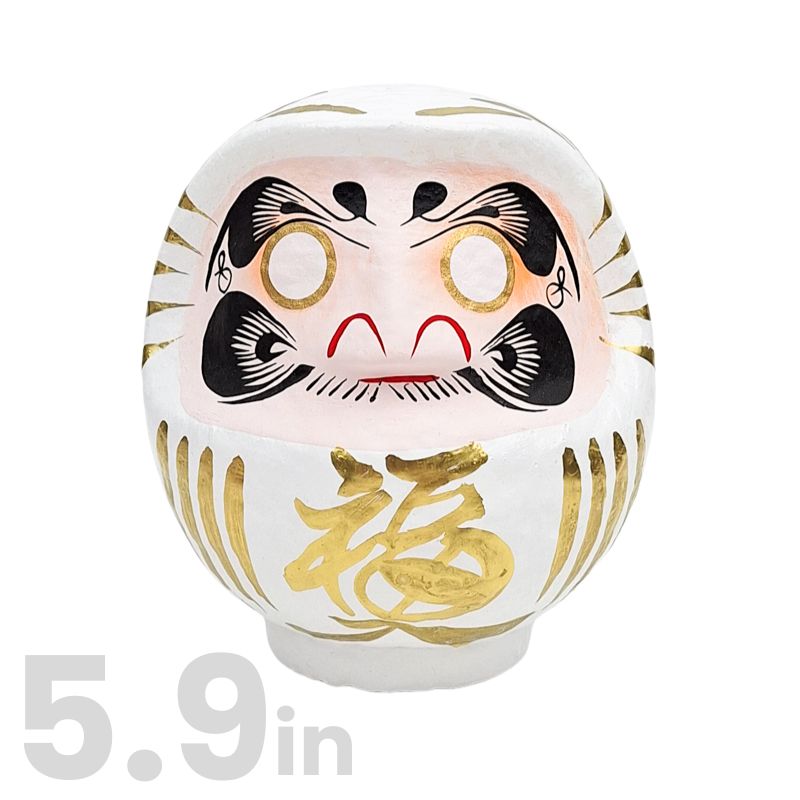 White Japanese Daruma – 3.5” to 5.9” 5.9