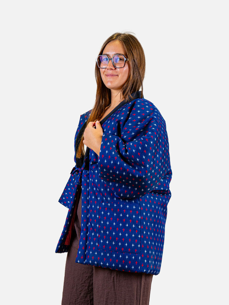 Women’s Hanten Jacket – Blue Kasuri