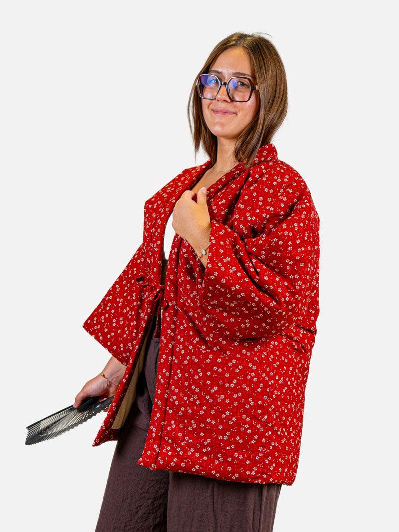 Women’s Hanten Jacket – Red Sakura
