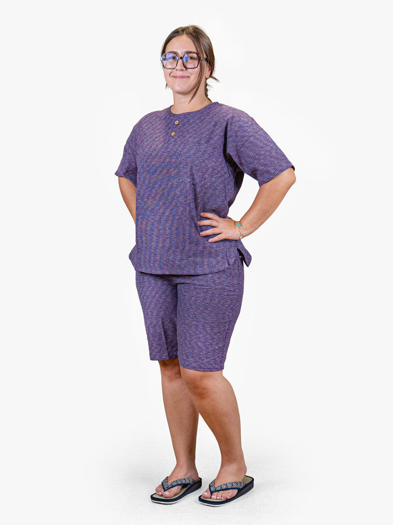 Women’s Japanese Jinbei-Style Pyjamas – Purple