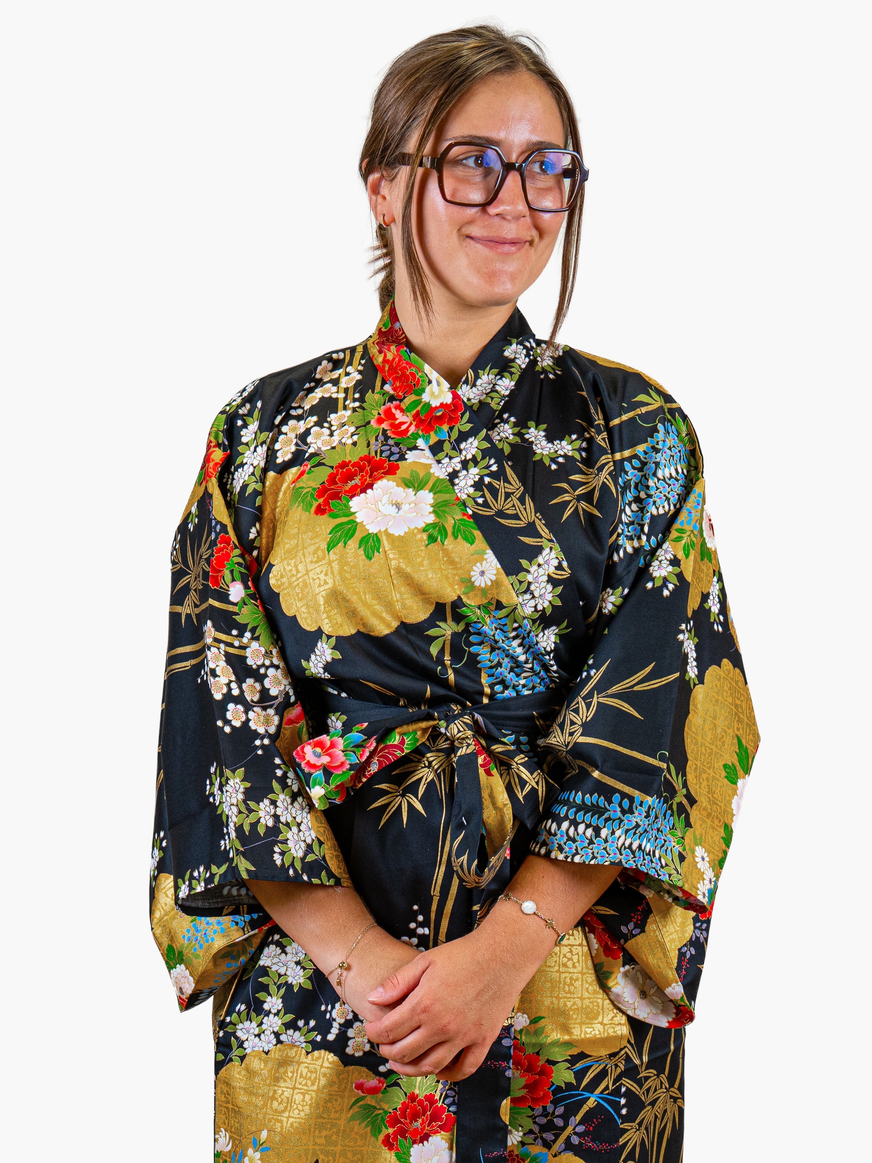 Women’s Japanese Kimono – Golden Botan