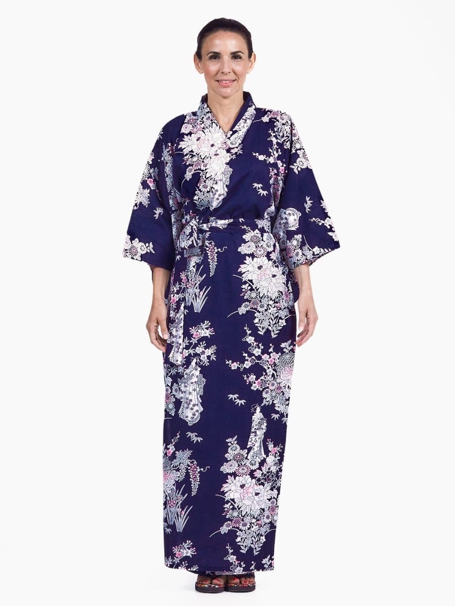 Women’s Yukata Kimono - Peony & Geisha S