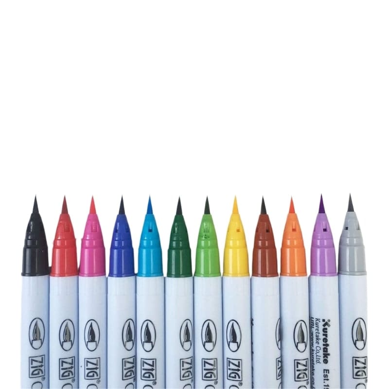 ZIG Brush Pens - Extra Fine Tip - Set of 12