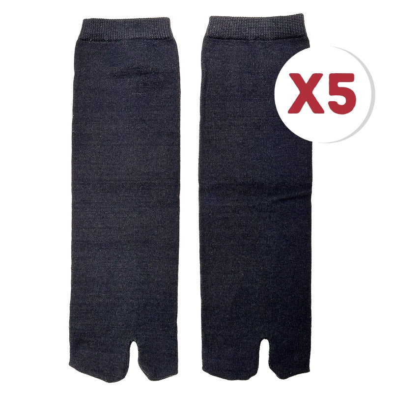 Japanese Two Toe Socks - x5 Black / 5 Pairs