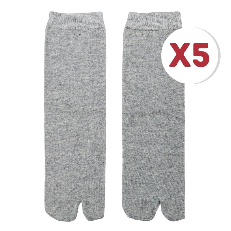 Japanese Two Toe Socks - x5 Grey / 5 Pairs