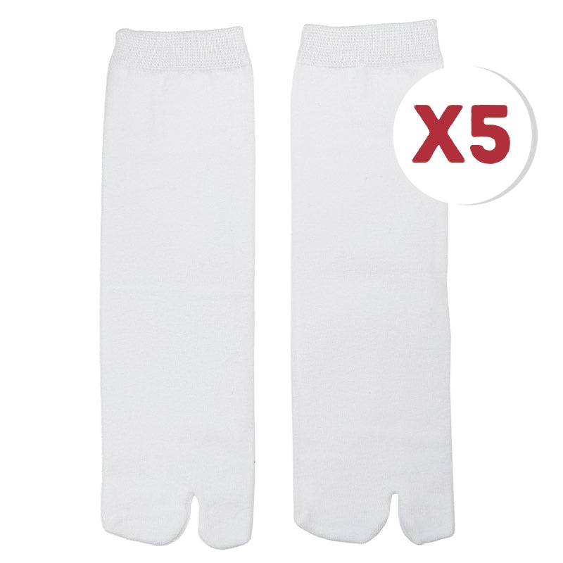 Japanese Two Toe Socks - x5 White / 5 Pairs