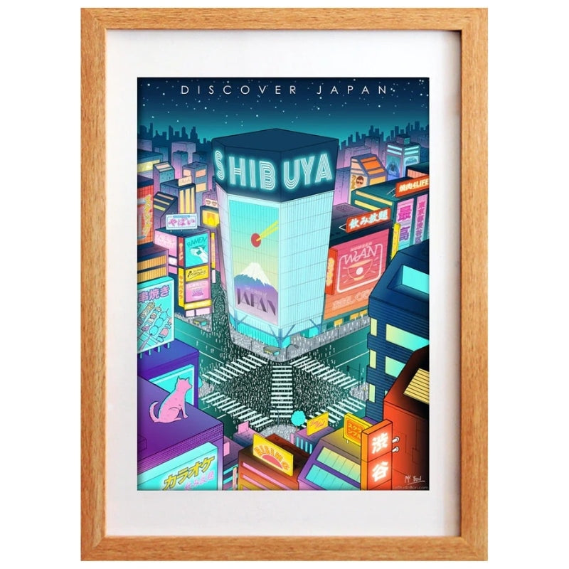 Japanese Poster Shibuya 21 x 29.7 cm (8.27 x 11.69 inches)