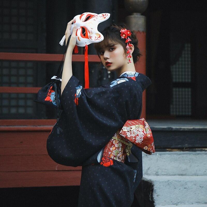 Black Floral Kimono For Women